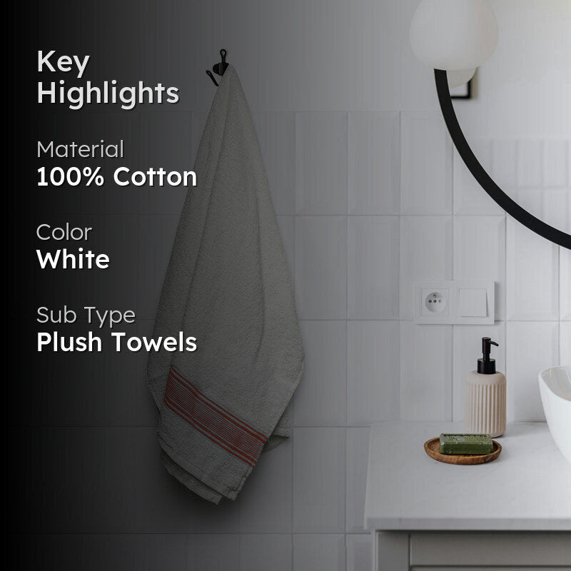 Micro Cotton LuxeDry Comfort Bath Towel - White & Red media 2