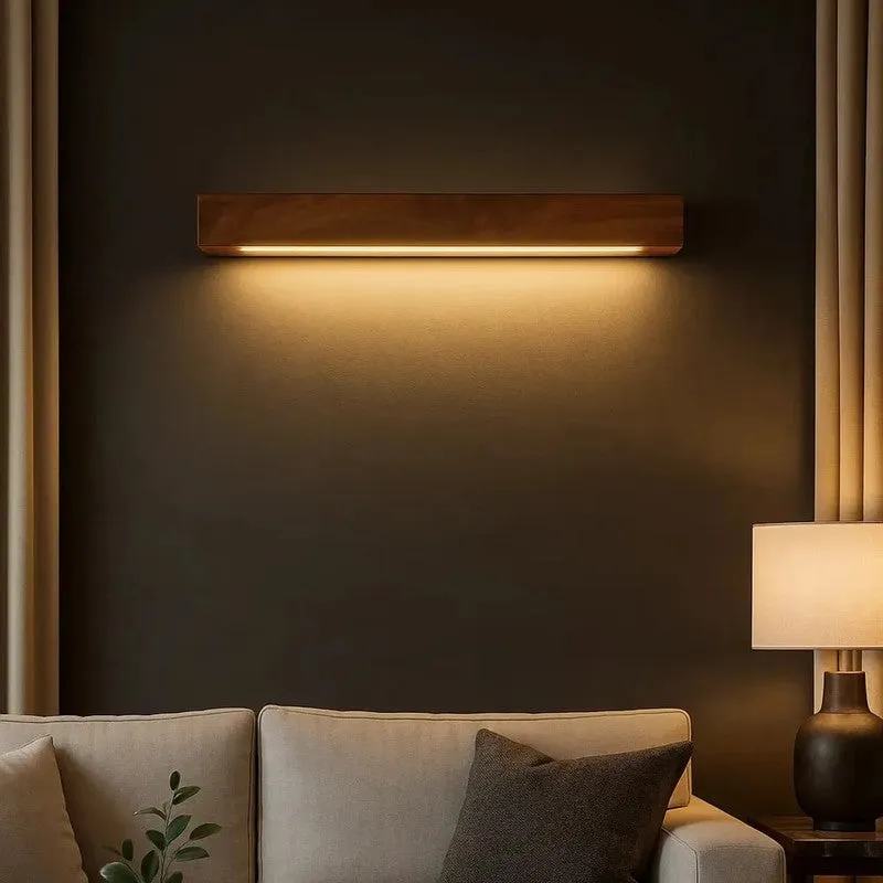 Linear LED Rose Wood Wall Lamp media 3