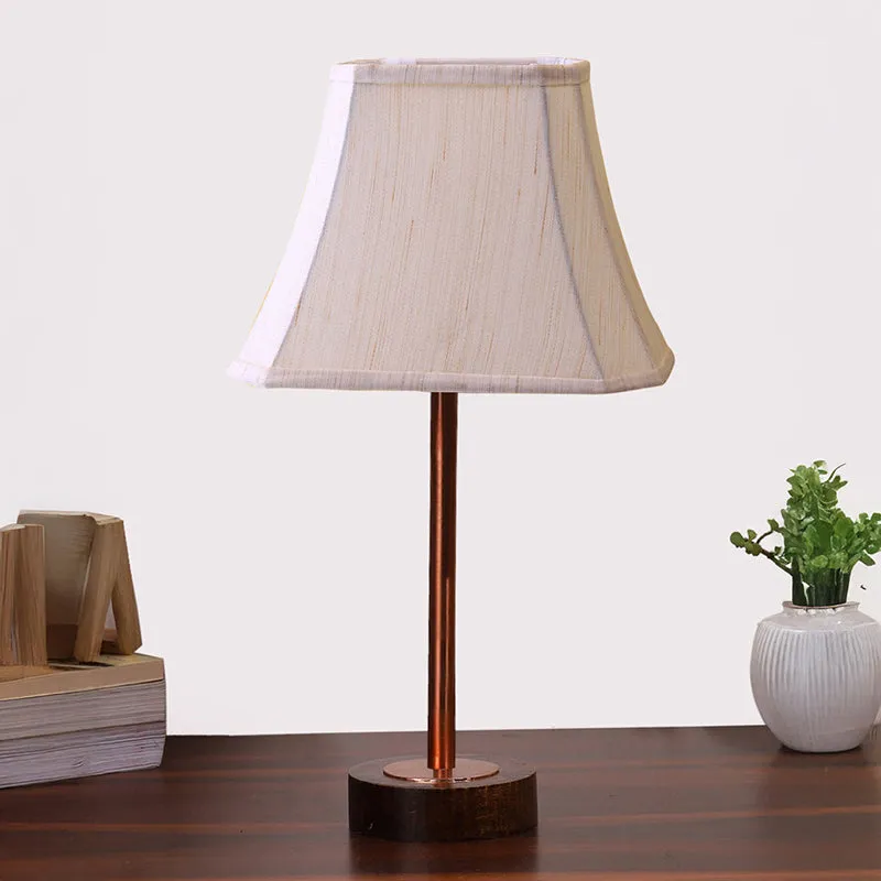 Ceylon Rodin Wooden Table Lamp - OffWhite,Copper,Brown media 3