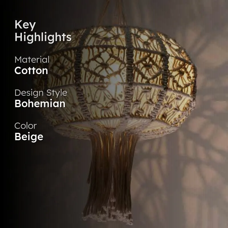 LunaWeave Cotton Ceiling Lamp - Beige media 2