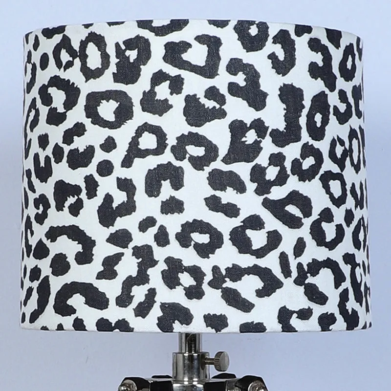 Leopard Hide Printed Tripod Mango Wood Table Lamp - Black,White media 4