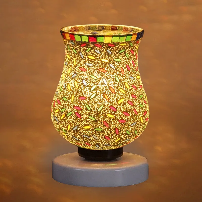 Gloriva Mosaic Glass Table Lamp With Wooden Base - Multicolor media 7