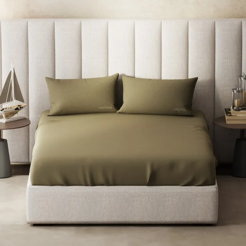 Nautica Cove Accent Solid Cotton Bedsheet (Mocha) - 300 TC media 4