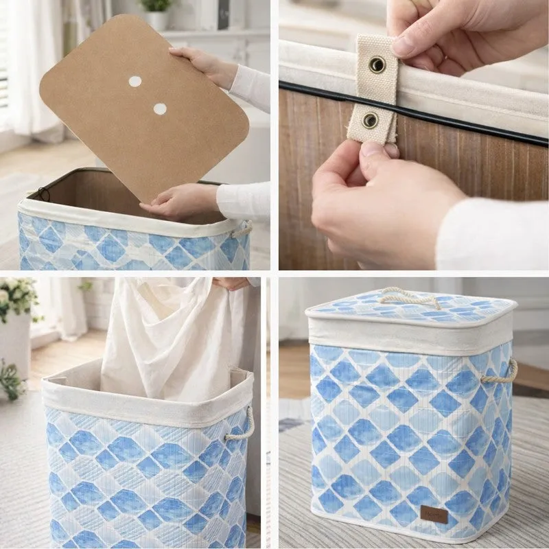 Geometric Bamboo Laundry Basket media 7