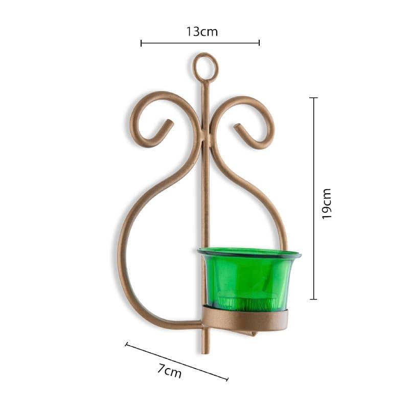 Seina Gold Frame Sconce Candle Holder (Green) - Set Of Two media 5