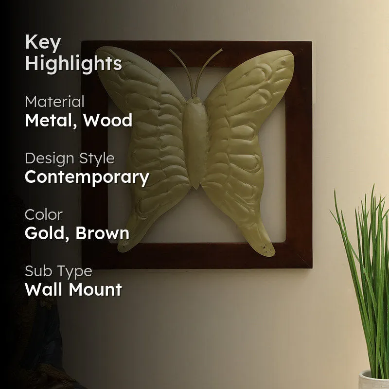 Golden Farfalla Metal & Wood Wall Accent media 2