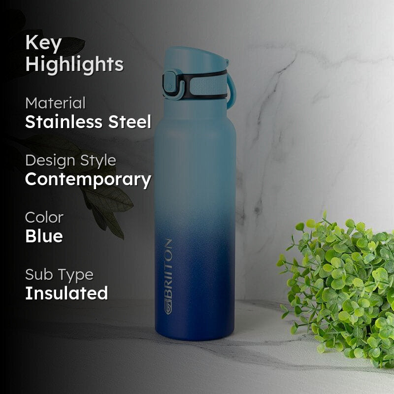 Hydro Chic Hot & Cold Thermos Water Bottle (Light Blue & Dark Blue) - 750 mL media 2
