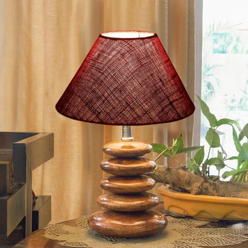 Gloworix Jute Table Lamp With Wooden Base - Maroon media 4