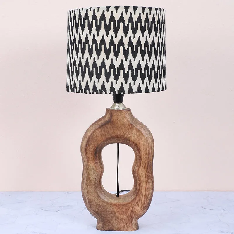 Chevronic Hewn Printed Mango Wood Table Lamp - Black,White media 4