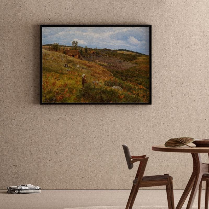 Lowland Cottage Canvas Wall Painting - Black Frame
