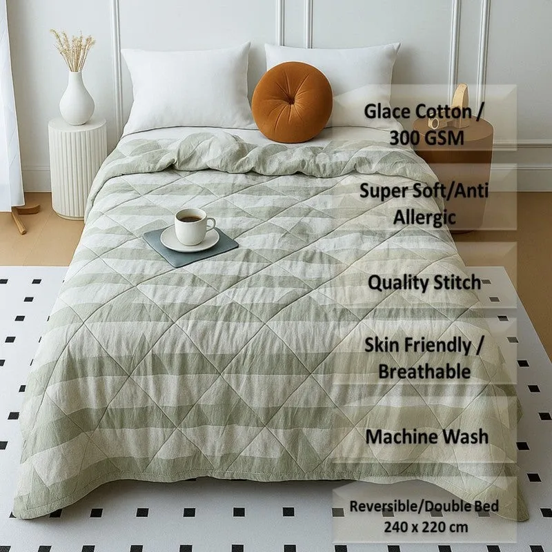Sage Stipes Comforters  - 300 GSM media 7