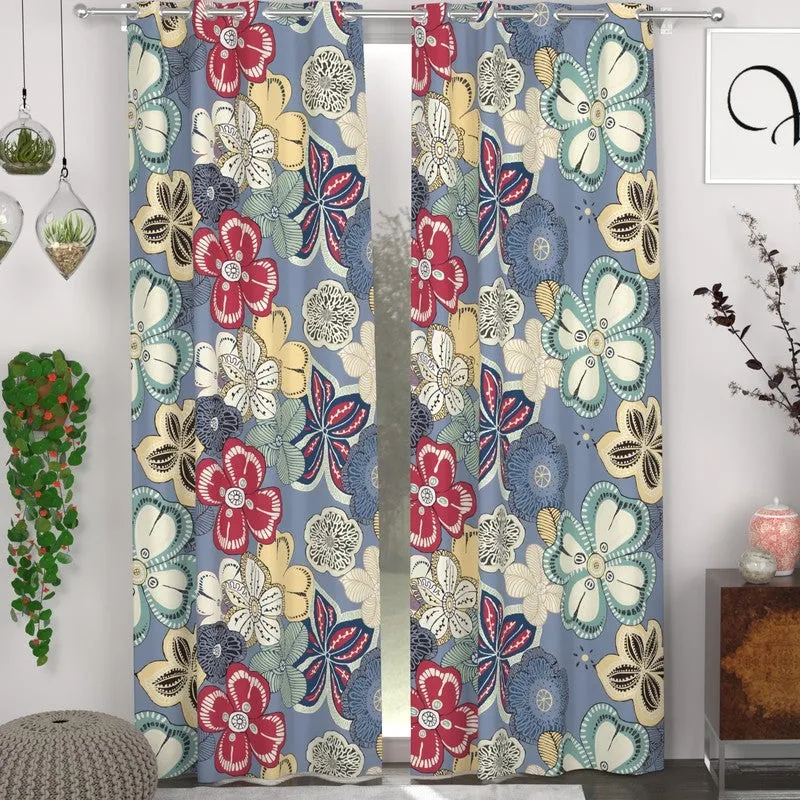 Petal Glow Curtains (Blue) - Set of Two media 3