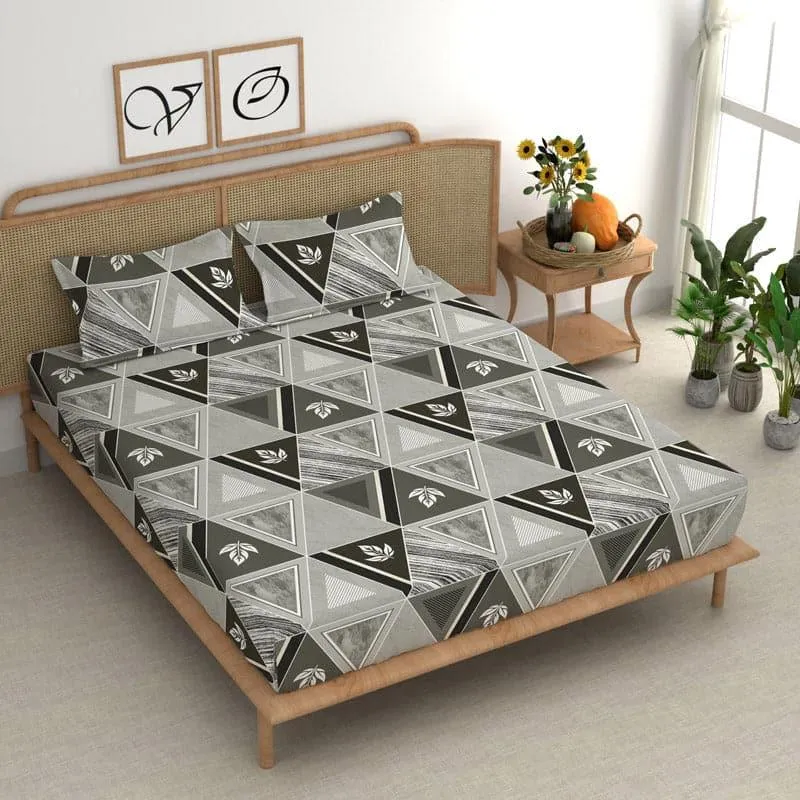 Nora Printed Microfiber Bedsheet (Carbon Grey) - 180 GSM media 1