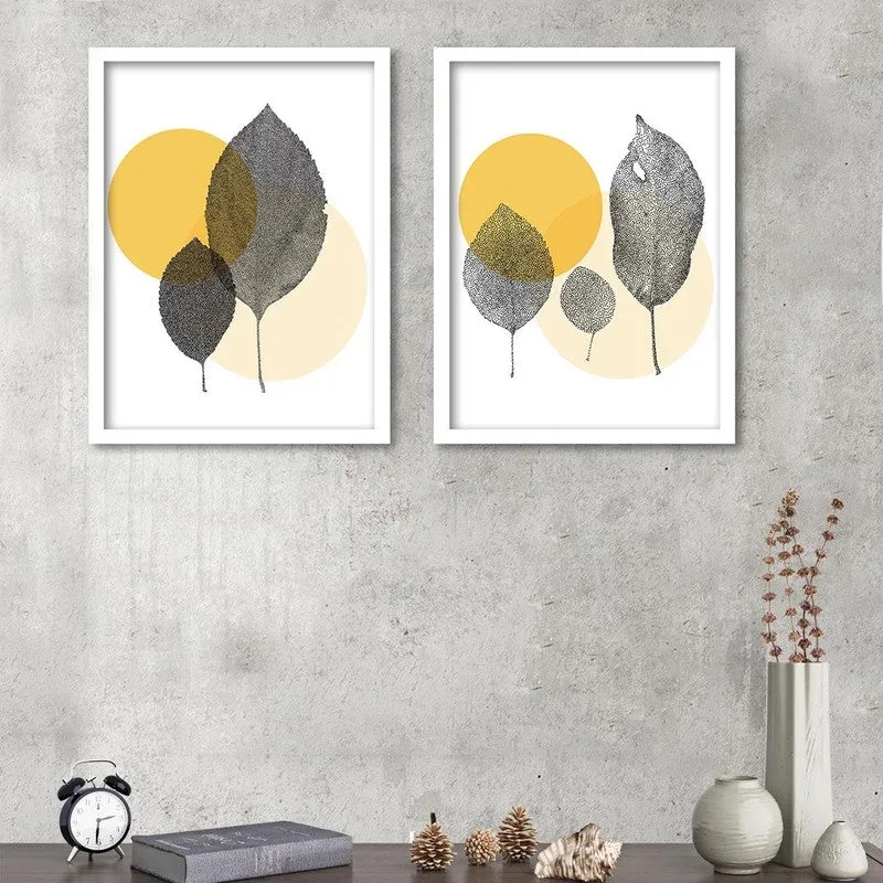 DryLeaf Paper Wall Painting With MDF Frame - Set Of Two media 3