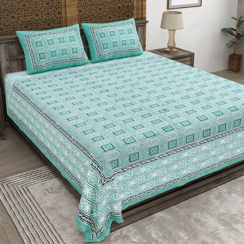 Geoor Cotton Bedsheet (Blue) - 240 TC media 1