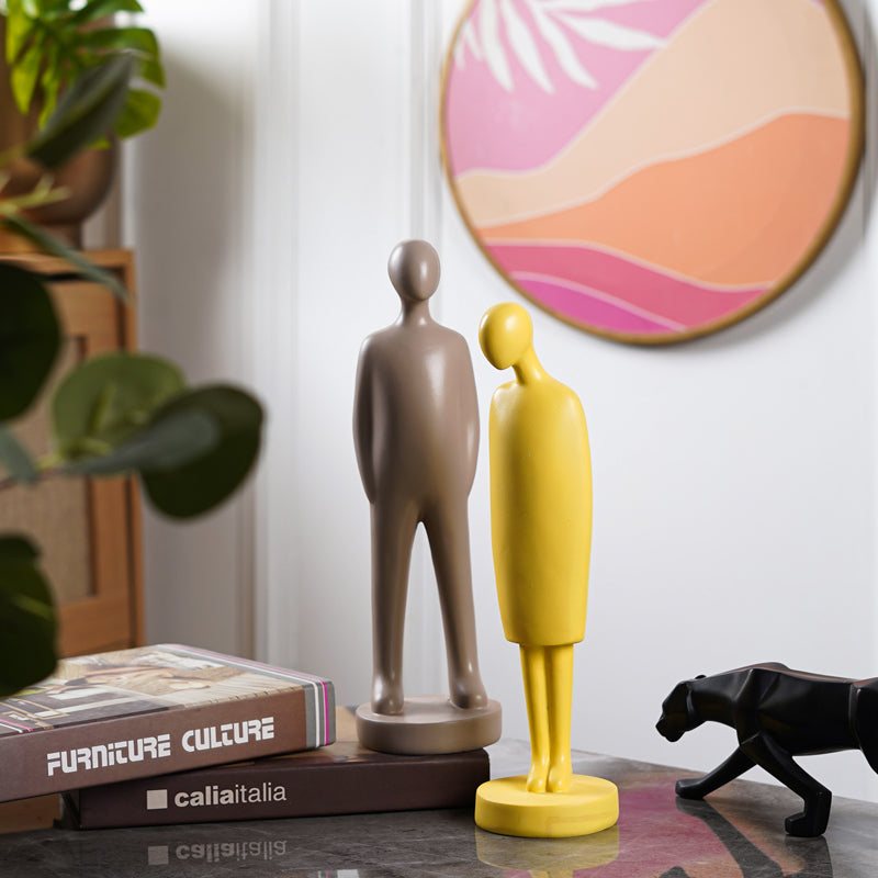 In Harmony Painted Resin Showpiece (Yellow & Brown) - Set Of Two media 4