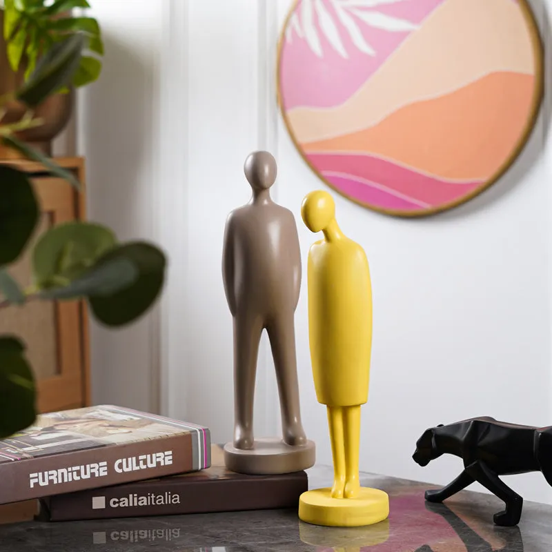 In Harmony Painted Resin Showpiece (Yellow & Brown) - Set Of Two media 4