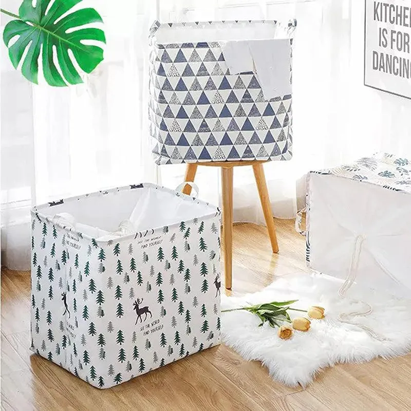 Linen Geometry Laundry Basket media 3
