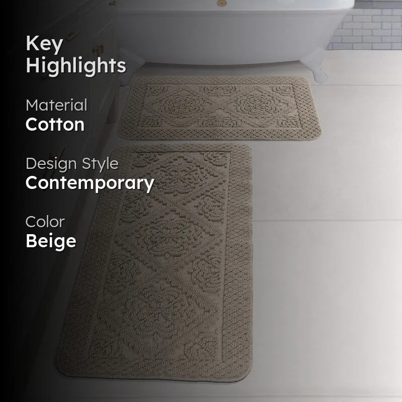 GentleStep Cotton Bath Mats (Beige) - Set of Two media 2