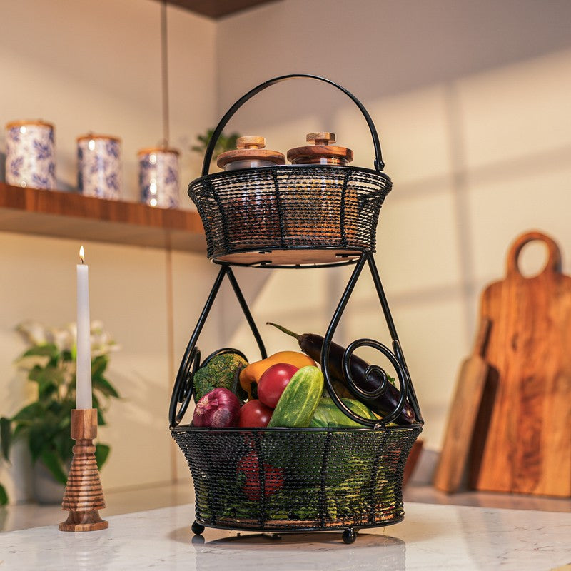 UrbanHarvest  Metal Two-Tier Fruit Basket media 6