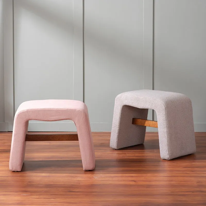 Hearth Fabric Stools (Pink,Beige) - Set of Two media 1