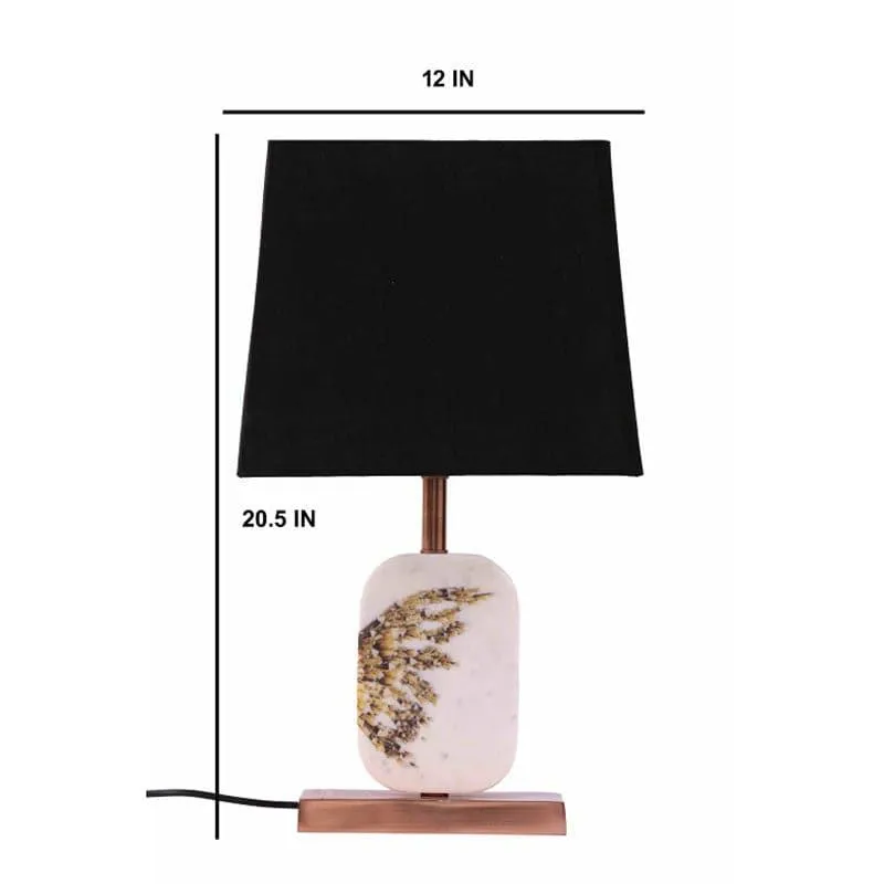 Winged Printed Marble & Copper Base Fabric Table Lamp - Black,White media 5