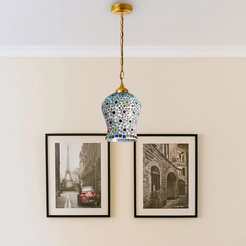 Mosaic Stars Metal & Glass Ceiling Lamp media 3