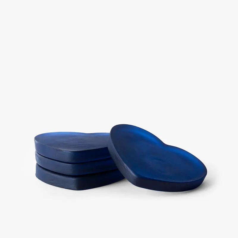 Glossy Hearty Mist Glass Coaster (Blue) - Set Of Four media 4