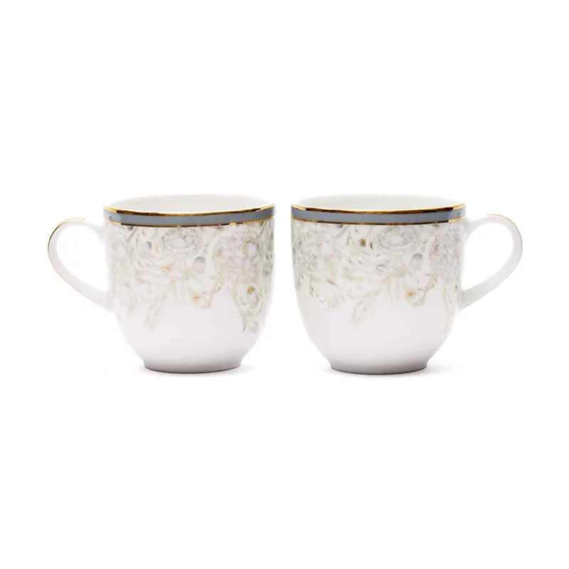 Gilded Iris Pete 24k Gold Brushed Porcelain Coffee Mug (300 mL Each/Grey) - Set Of Six media 4