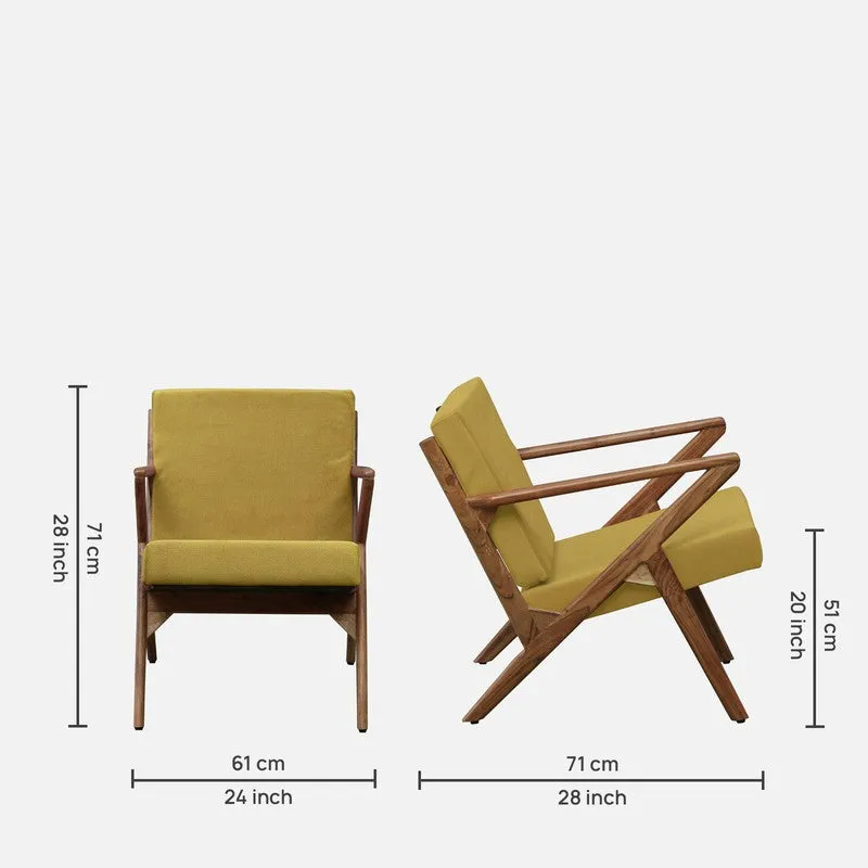 Metrona Acacia Wood Accent Chair - Yellow media 9