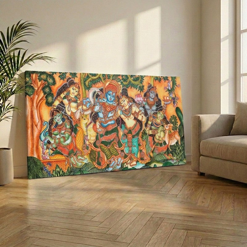 Krishna in Vrindavan Bliss Canvas Wall Painting