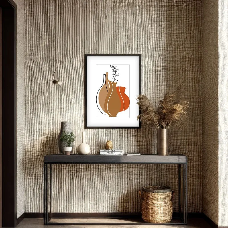 Earthen Jars Canvas Wall Painting With Black Frame media 4