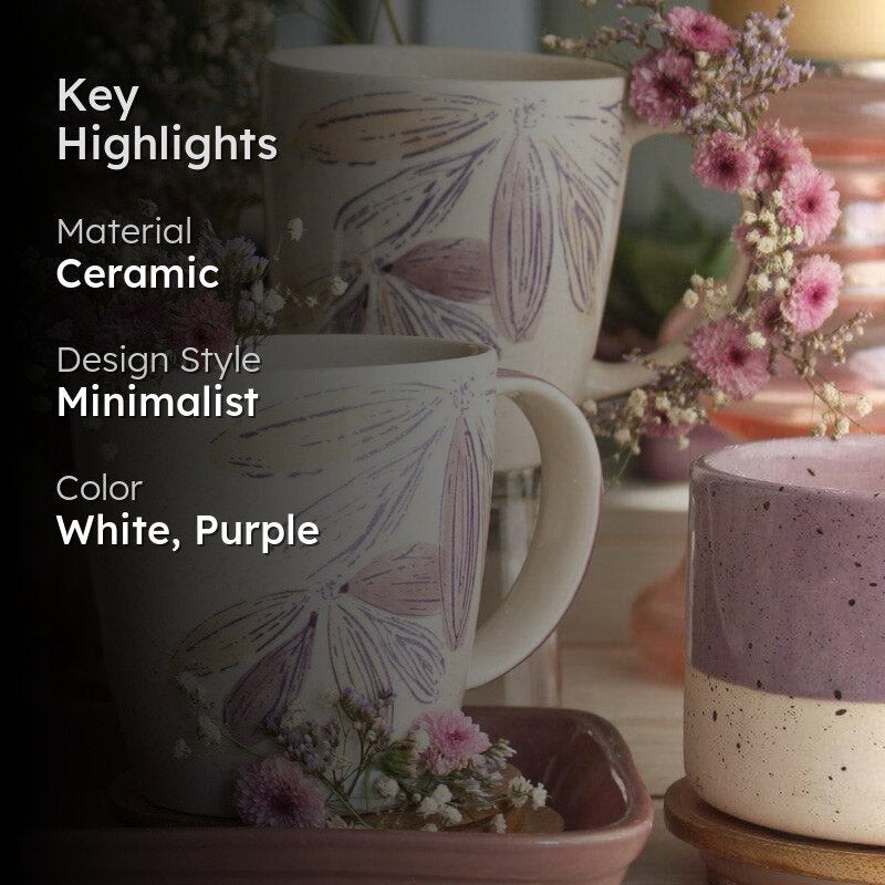 Purplicious Ceramic Coffee Mug (300 mL Each) - Set of Two media 2