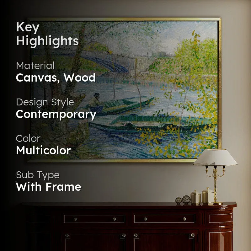 Fishing Boats Canvas Wall Painting With Frame media 2