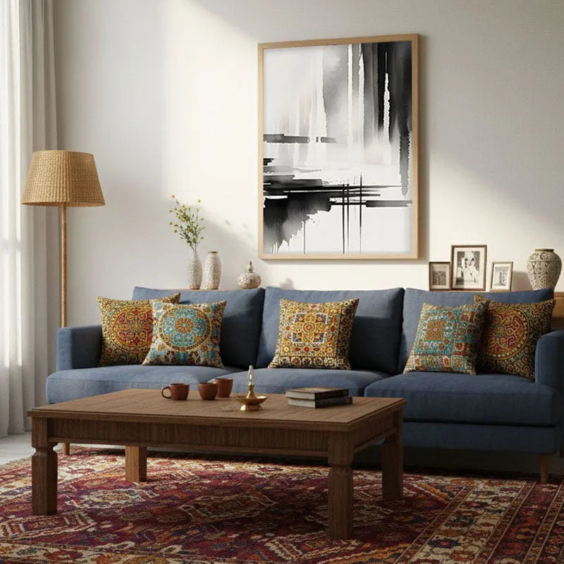 Ink Migration Framed Canvas Archival Canvas Wall Painting - Natural Brown Frame media 3