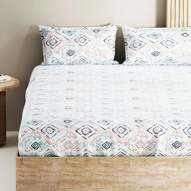 Zynor Cotton Bedsheet (Blue,White) - 144 TC media 4