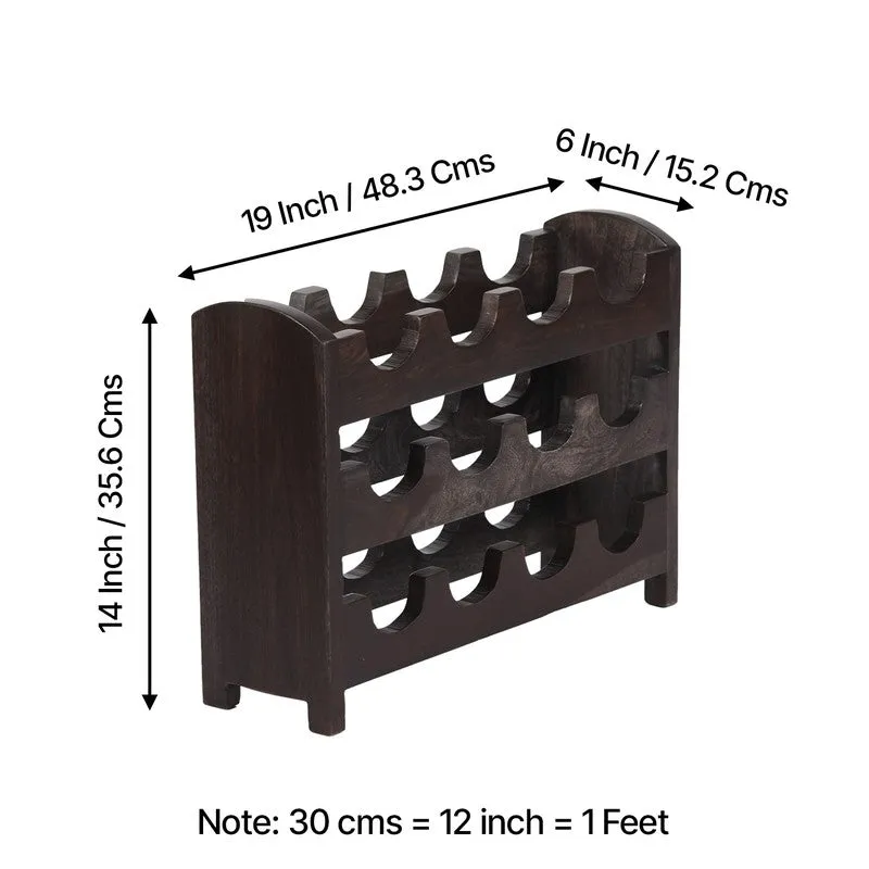 Yverox Sheesham Wooden Wine Rack - Black media 9