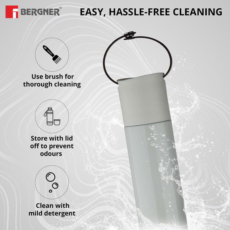 Bergner Walking Thermosteel Hot and Cold Flask (Grey) - 500 mL media 5