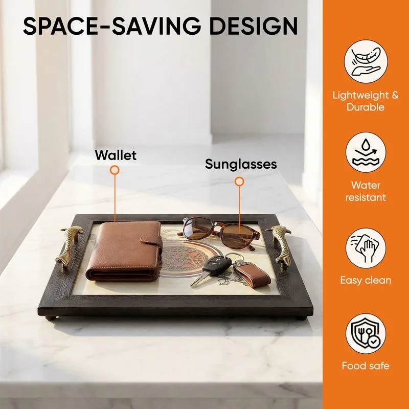 Surbhi Wood & Metal Serving Tray media 6
