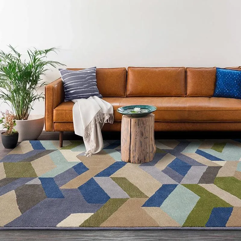 Elpenor Hand Tufted Geometric Wool & Nylon Carpet - Turquoise media 8