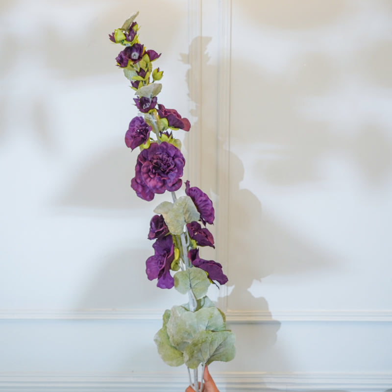 Faux Hollyhock Orchid Flower Stick (Blue) - 46 CM media 4