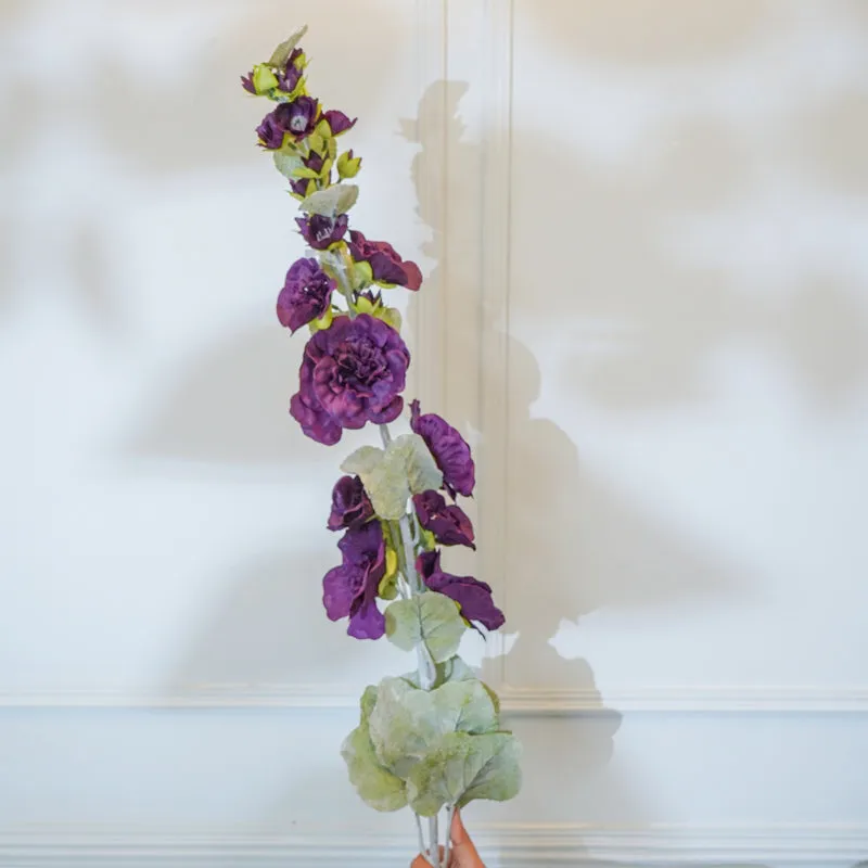 Faux Hollyhock Orchid Flower Stick (Blue) - 46 CM media 4
