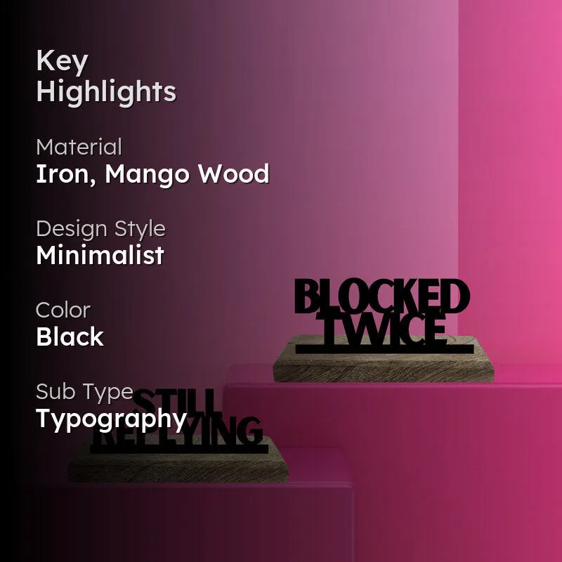 Blocked Twice Typography Showpiece - Set Of Two media 2