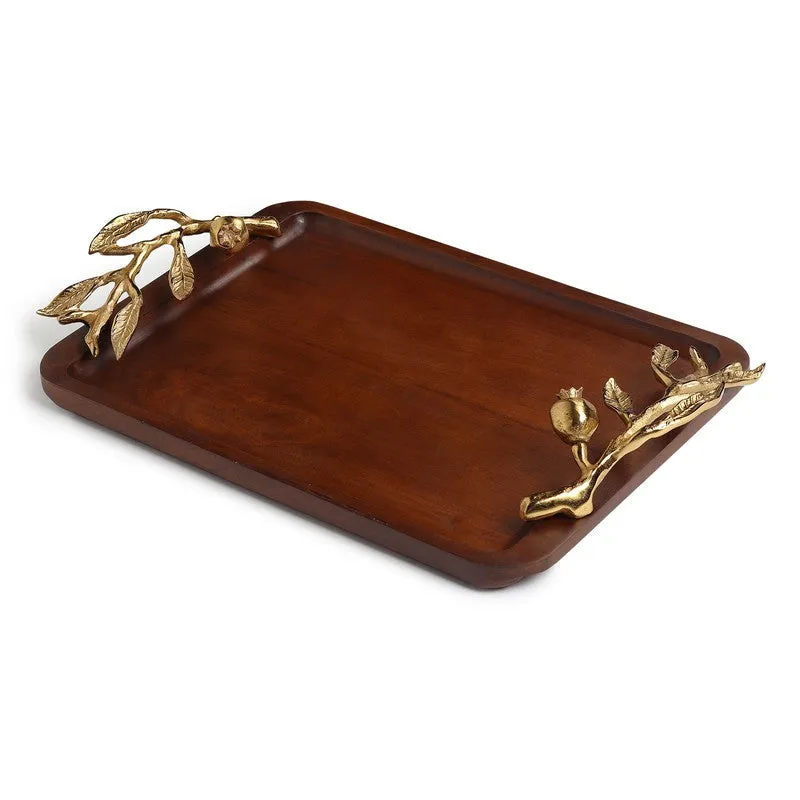 Nature Grain Wood Serving Tray - Gold,Brown media 5