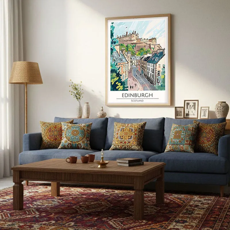Vintage Edinburgh Framed Canvas Archival Canvas Wall Painting - Natural Brown Frame media 4