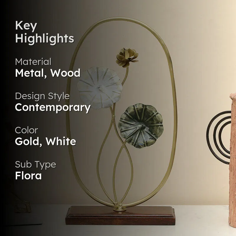 Botanical Elegance Metal & Wood Showpiece media 2
