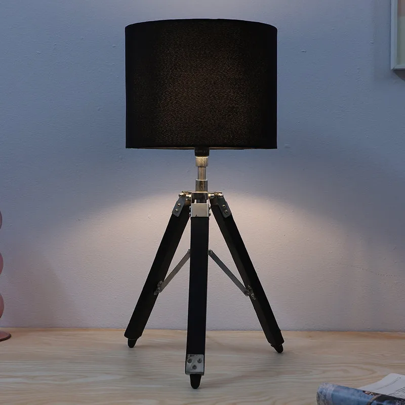 Urbane Fold Solid Tripod Mango Wood Table Lamp - Black media 1