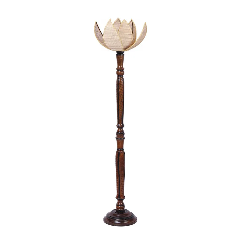 Kamala Hima Vintage Wooden Floor Lamp - Beige media 3