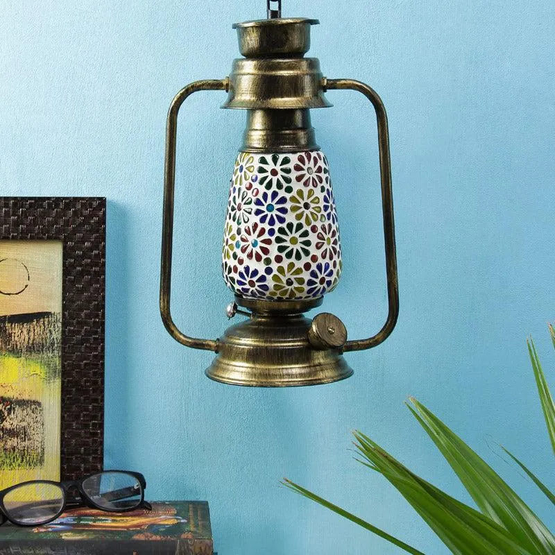 Madhura Mosaic Lantern Iron Wall Lamp - Gold media 3