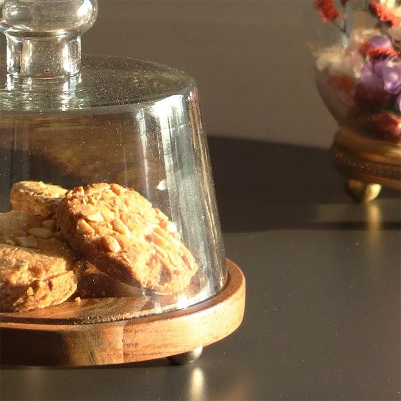 Cenara Acacia Wood Cake Stand With Dome-Glass Cover media 4